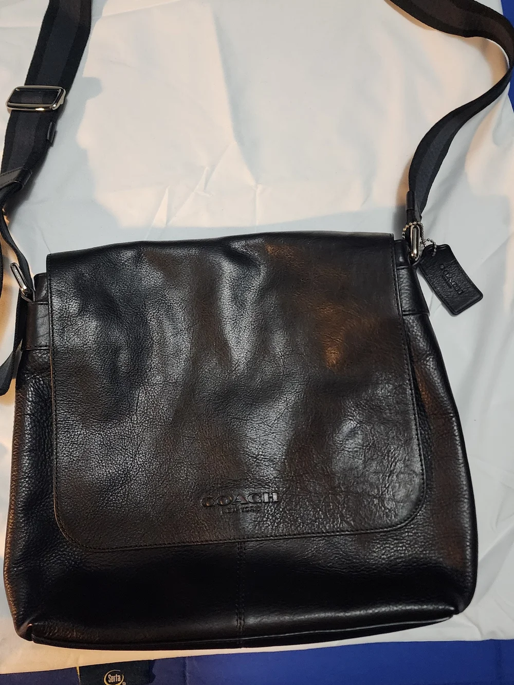 Excellent Condition Coach Black Leather Messenger Bag with Flap